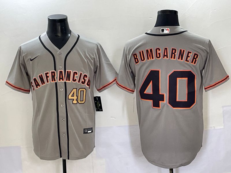 Men 2025 San Francisco Giants #40 Bumgarner Grey Game Nike MLB Jersey style 5